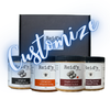 Peanut butter and honey combo gift box with four jars packaged together as a gourmet food gift set