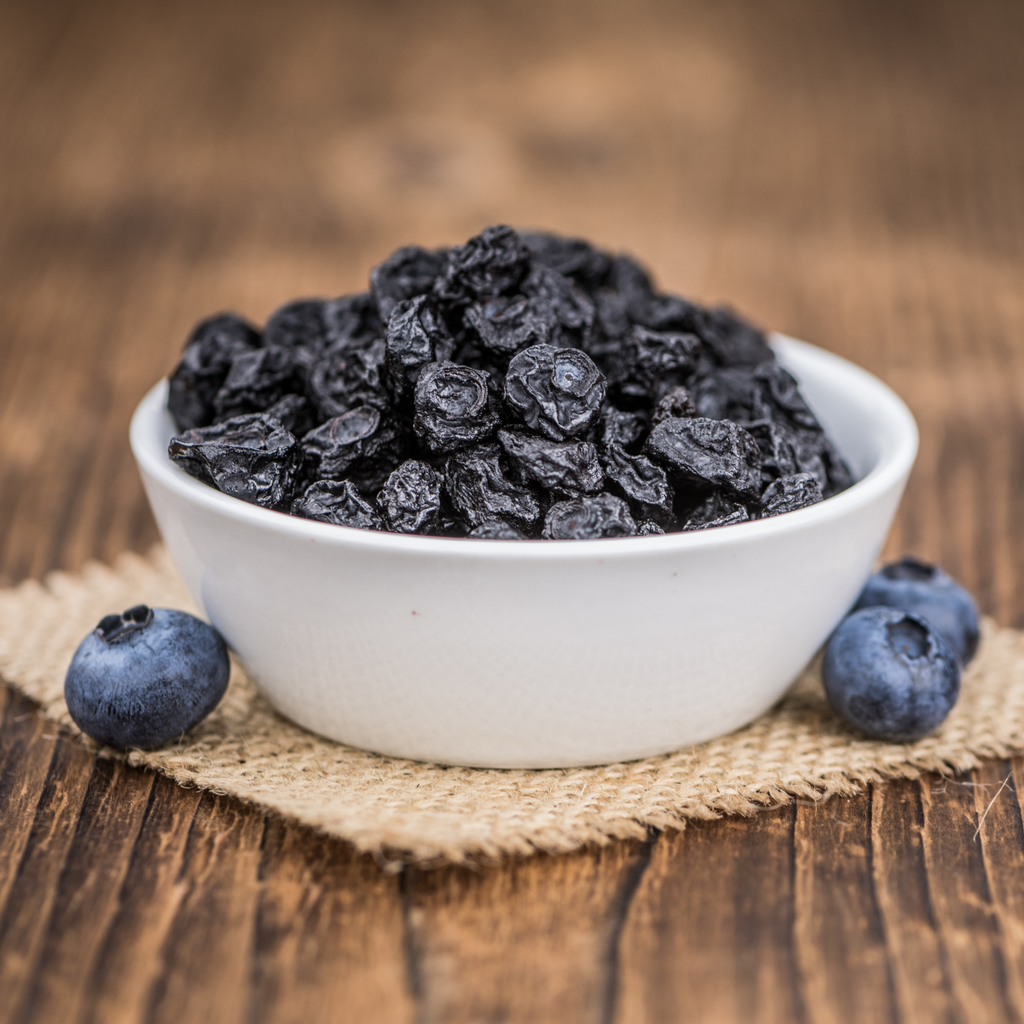 bowl of dried blueberries